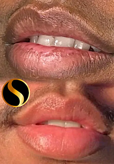 Man Lips color correction